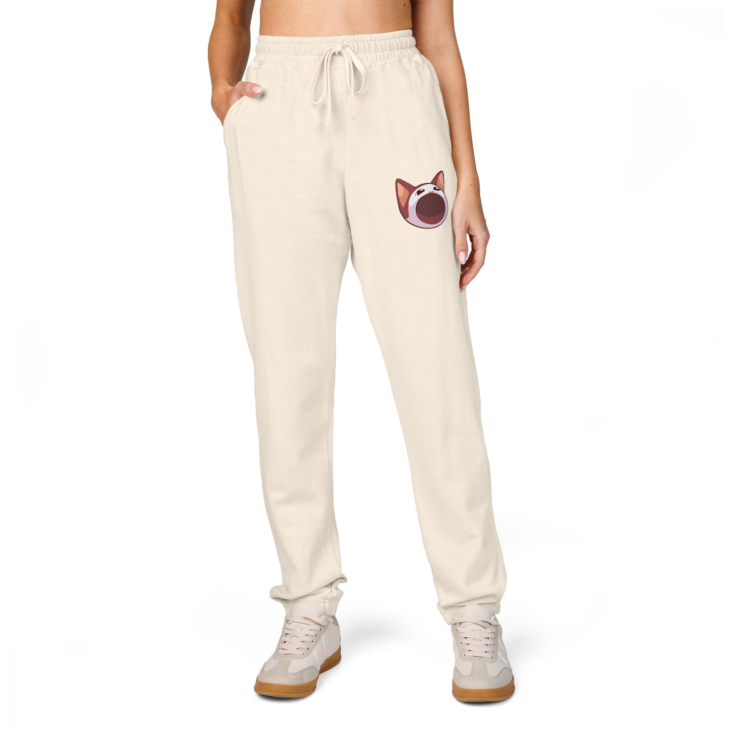 POPCAT Cozy Fleece Sweatpants, Comfortable Lounge Pants, Gift for Cat Lovers, Relaxing Home Wear, Unisex Joggers