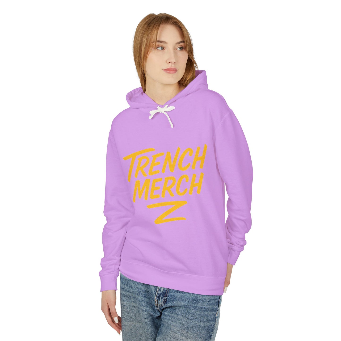 Trench Merch Unisex Lightweight Hooded Sweatshirt, Casual Streetwear, Spring Fashion, Gift for Friends, Layering Essential, Trendy Outfit
