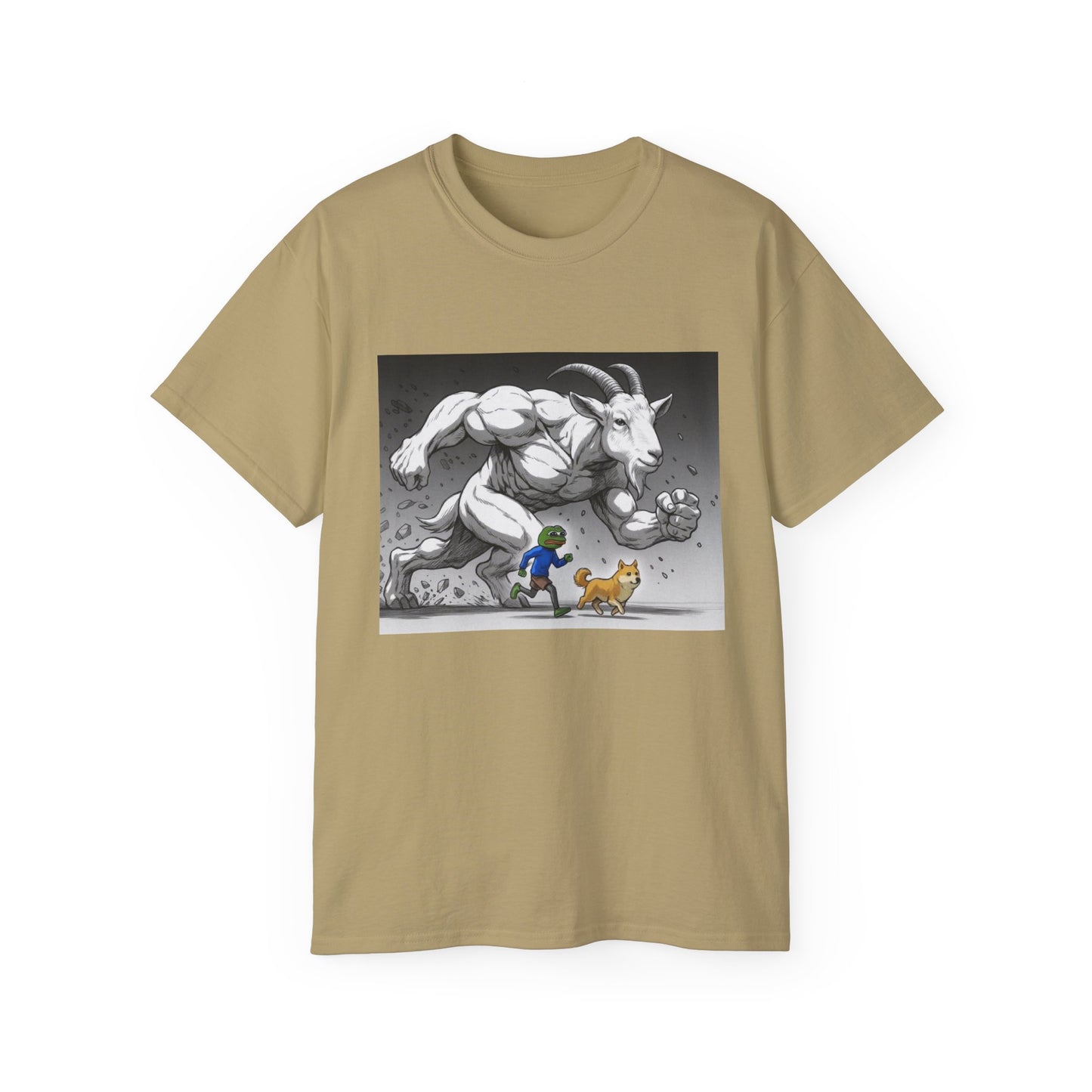 Epic Goat Chase Unisex Tee, Art Tee, Graphic Shirt, Gift for Animal Lovers, Funny T-Shirt, Cartoon Art Tee