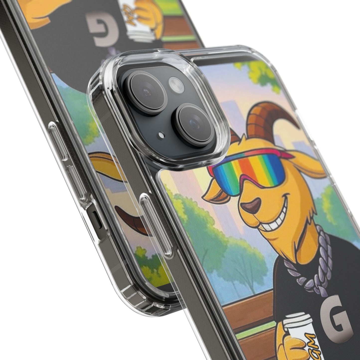 Vibrant Goat Clear Phone Case, Fun Smartphone Cover, Animal Lover Gift, Stylish Tech Accessory, Unique Phone Protection