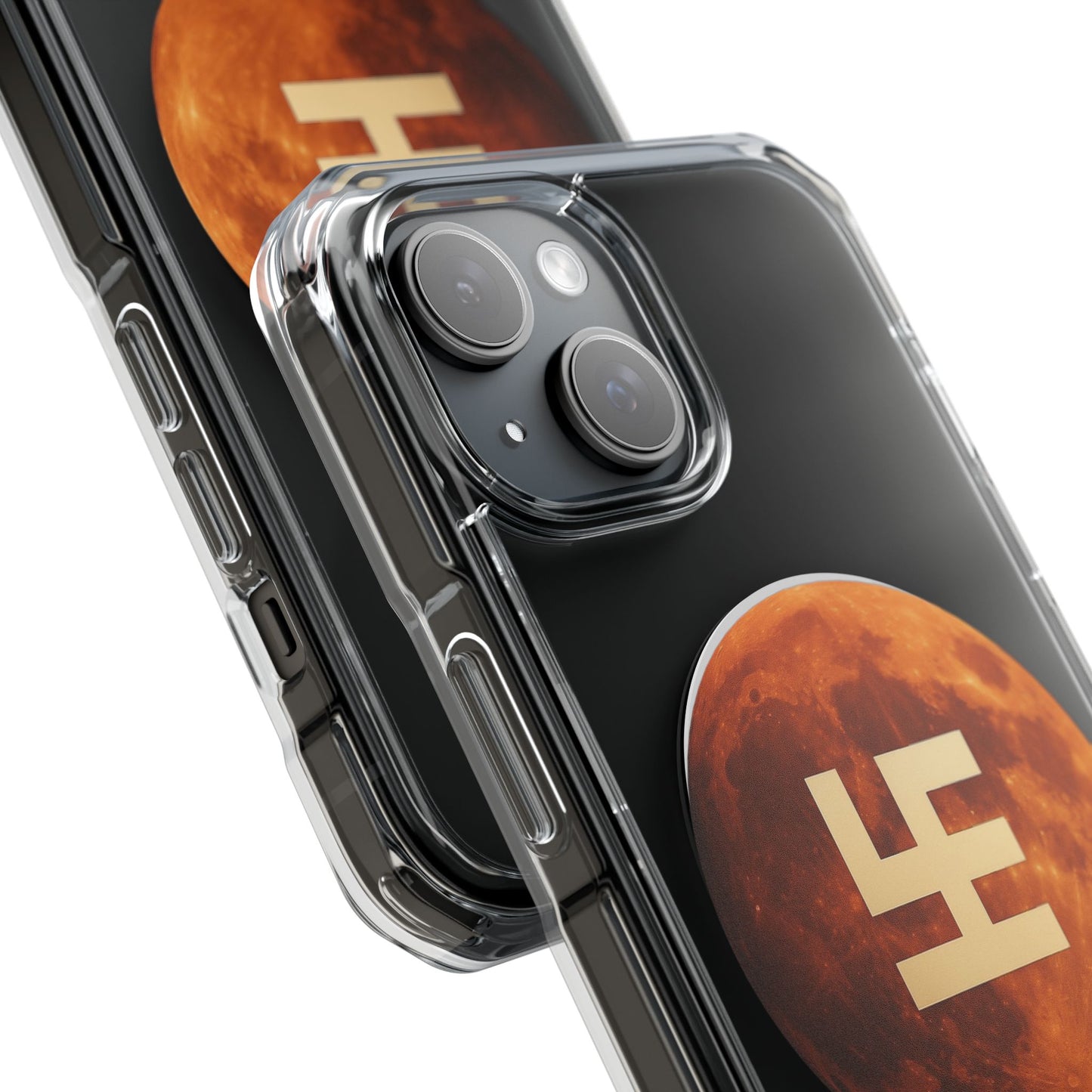 Swasticoin Magnetic Phone Case with Lunar Design, Unique Phone Accessory, Shockproof Clear Case, Stylish Phone Cover, Gift for Tech Lovers