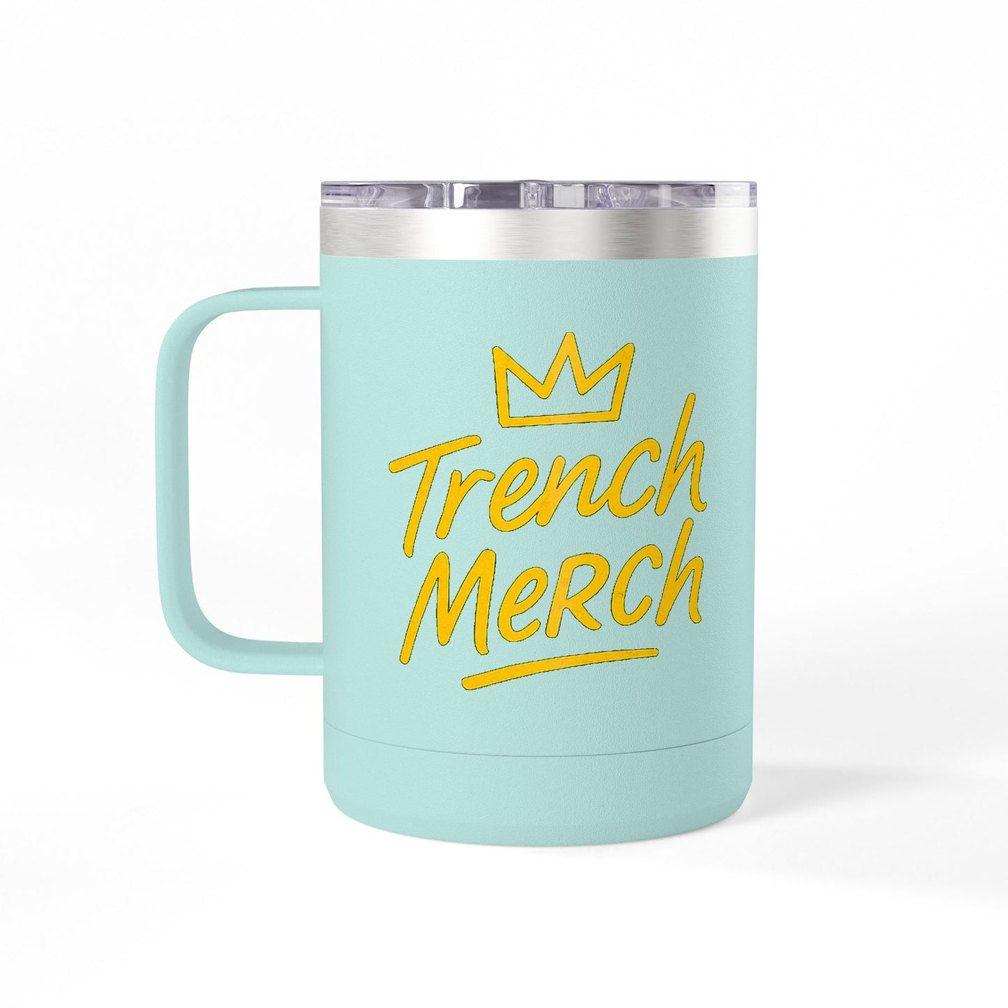 Trench Merch Crown Coffee Mug Tumbler, Perfect for Beach Lovers, Gifts for Friends, Summer Getaways, Adventure Travel, Crown Design