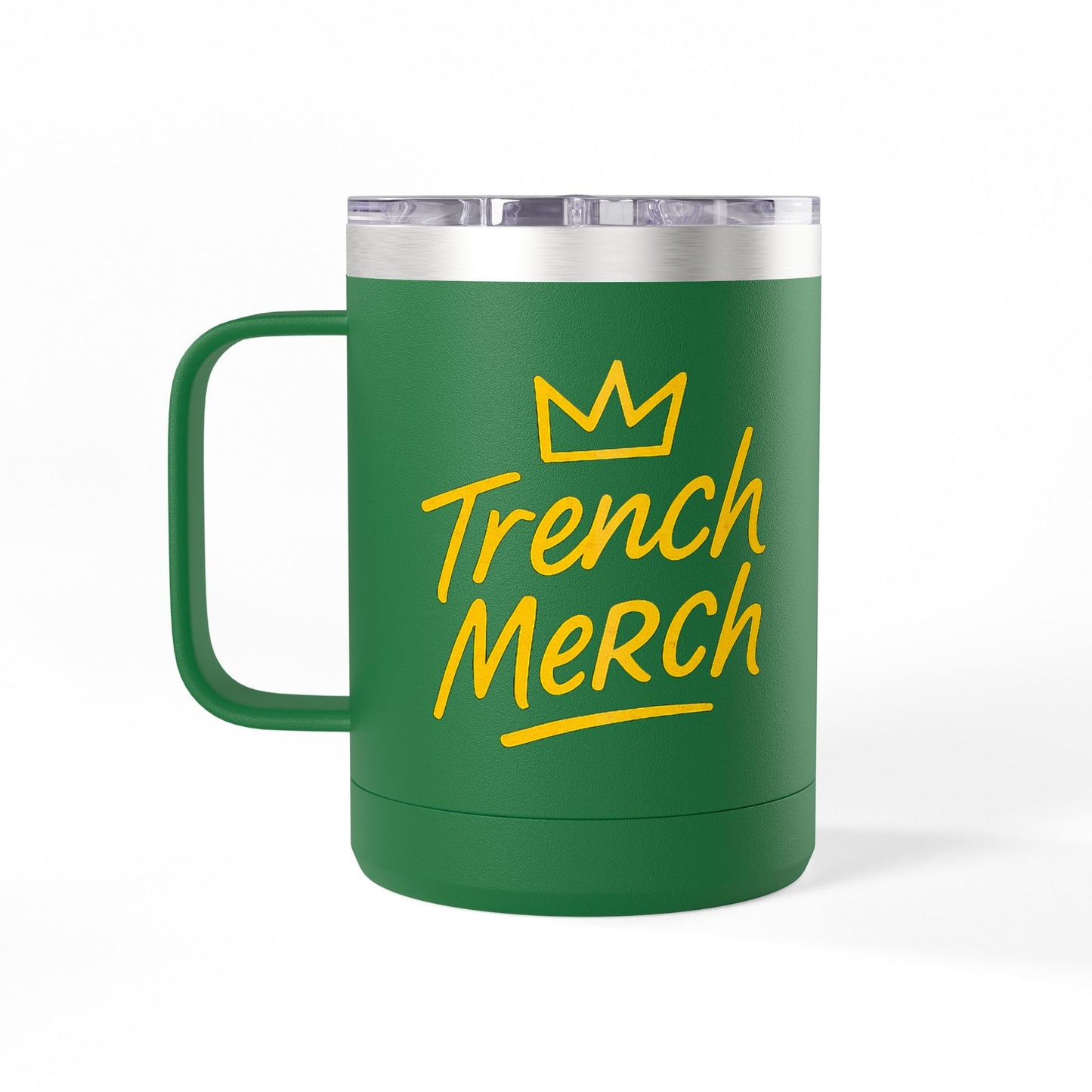 Trench Merch Crown Coffee Mug Tumbler, Perfect for Beach Lovers, Gifts for Friends, Summer Getaways, Adventure Travel, Crown Design