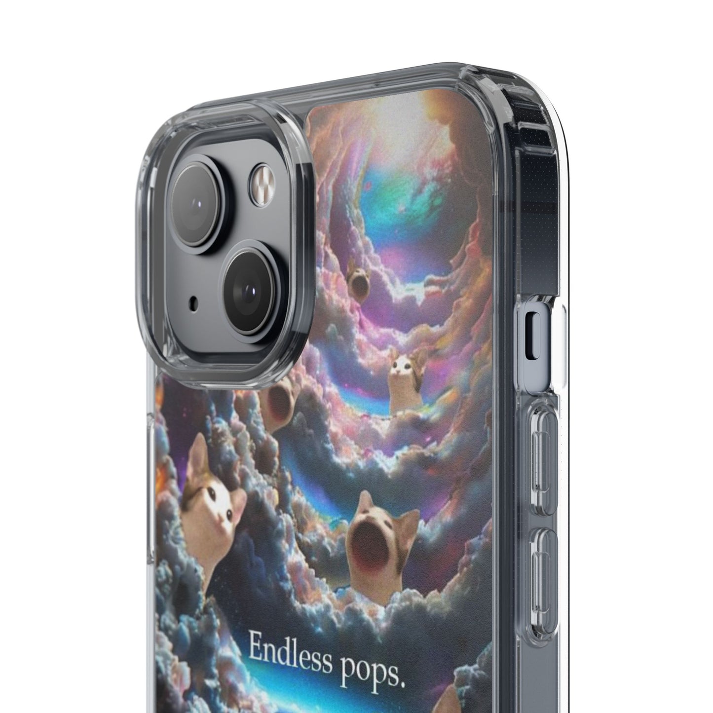 POPCAT Galaxy Cat Clear Phone Case, Cute Animal Phone Cover, Customizable Phone Accessory, Gift for Cat Lovers, Funny Phone Case