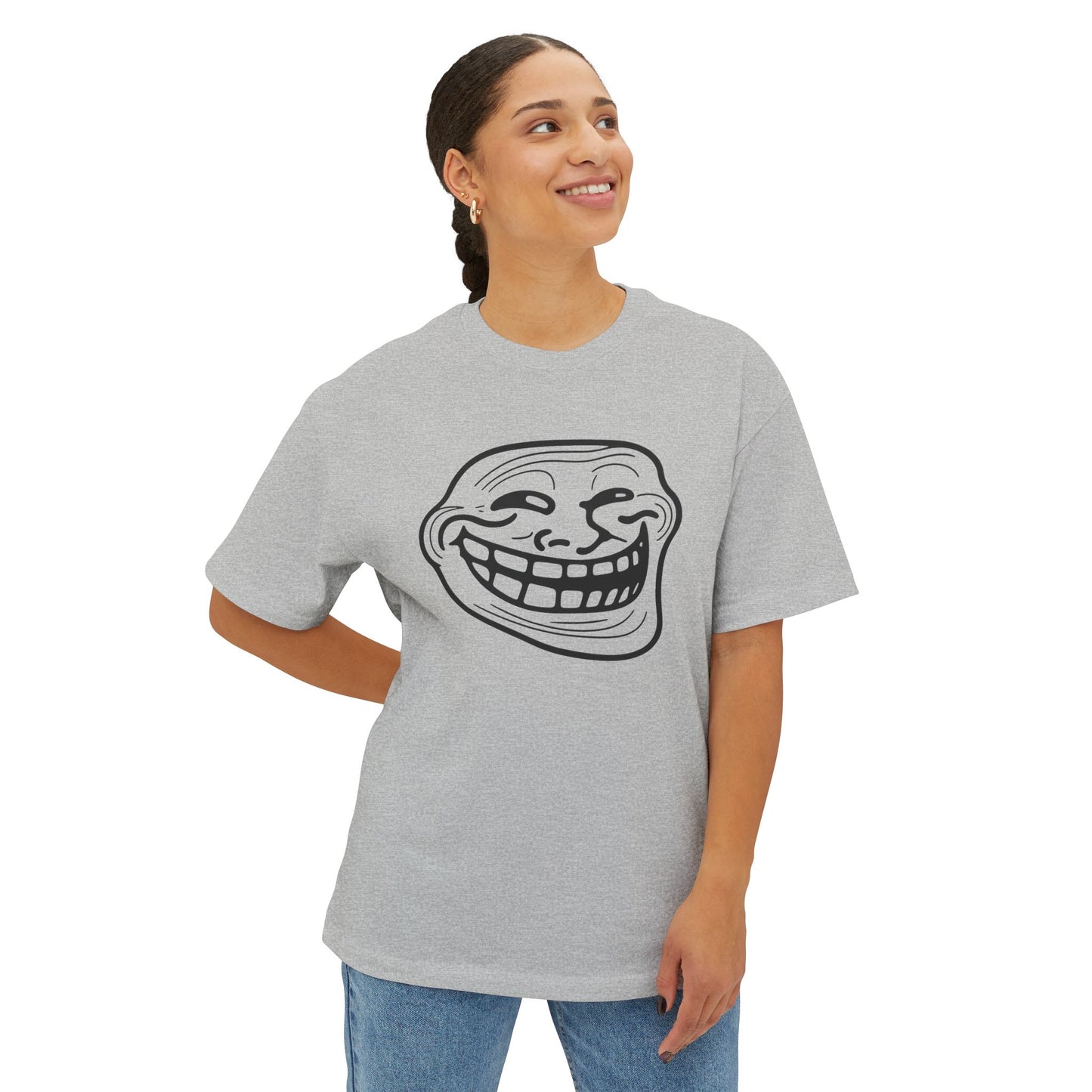 TROLL Funny Graphic Tee, Unisex Oversized Boxy Tee with Troll Face Design, Casual Wear, Gift for Friends, Humor Shirt, Comfortable Everyday Wear