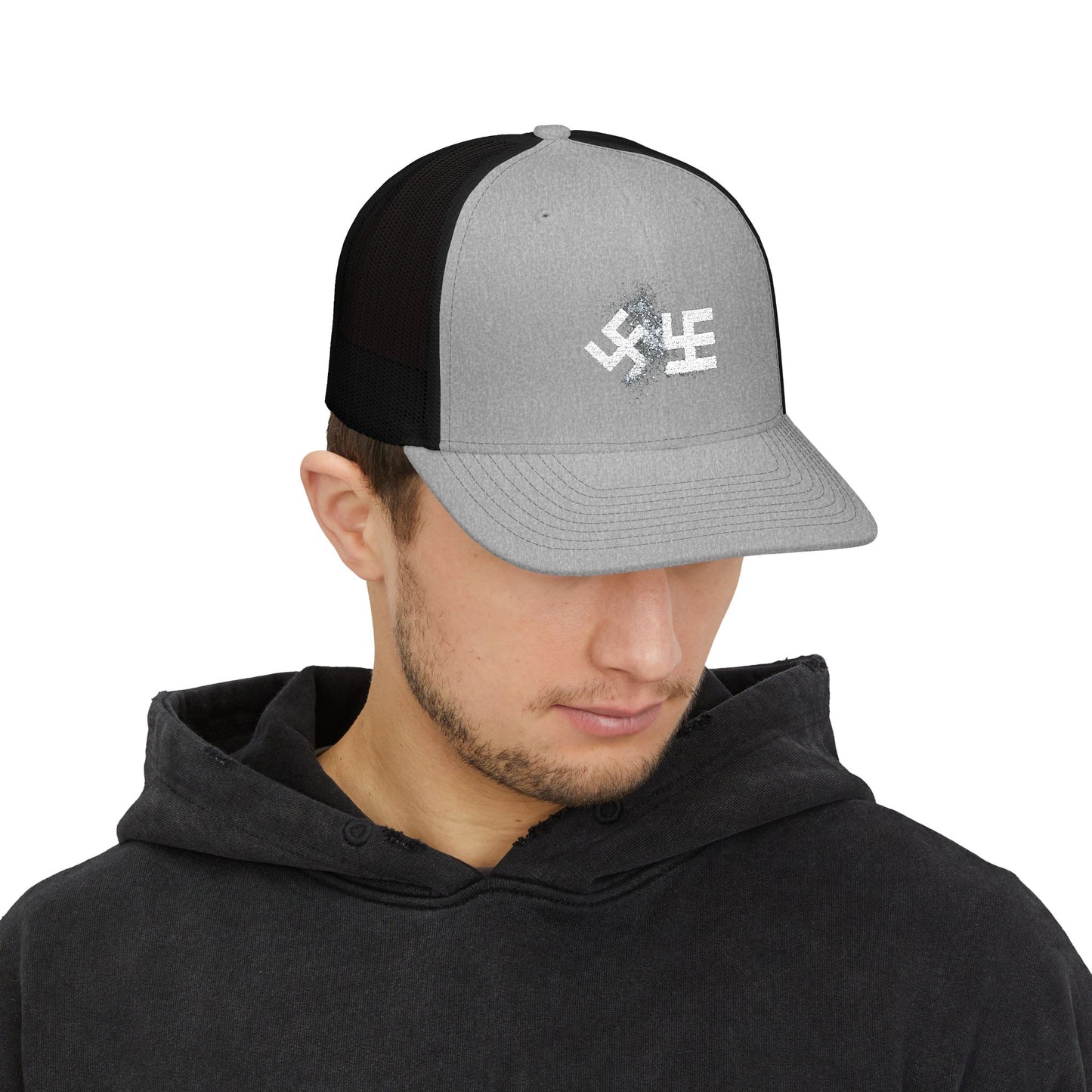 Swasticoin Stylish Embroidered Snapback Trucker Cap - Trendy Hat for Outdoors, Casual Wear, Gift for Him or Her, Adjustable, Unique Design