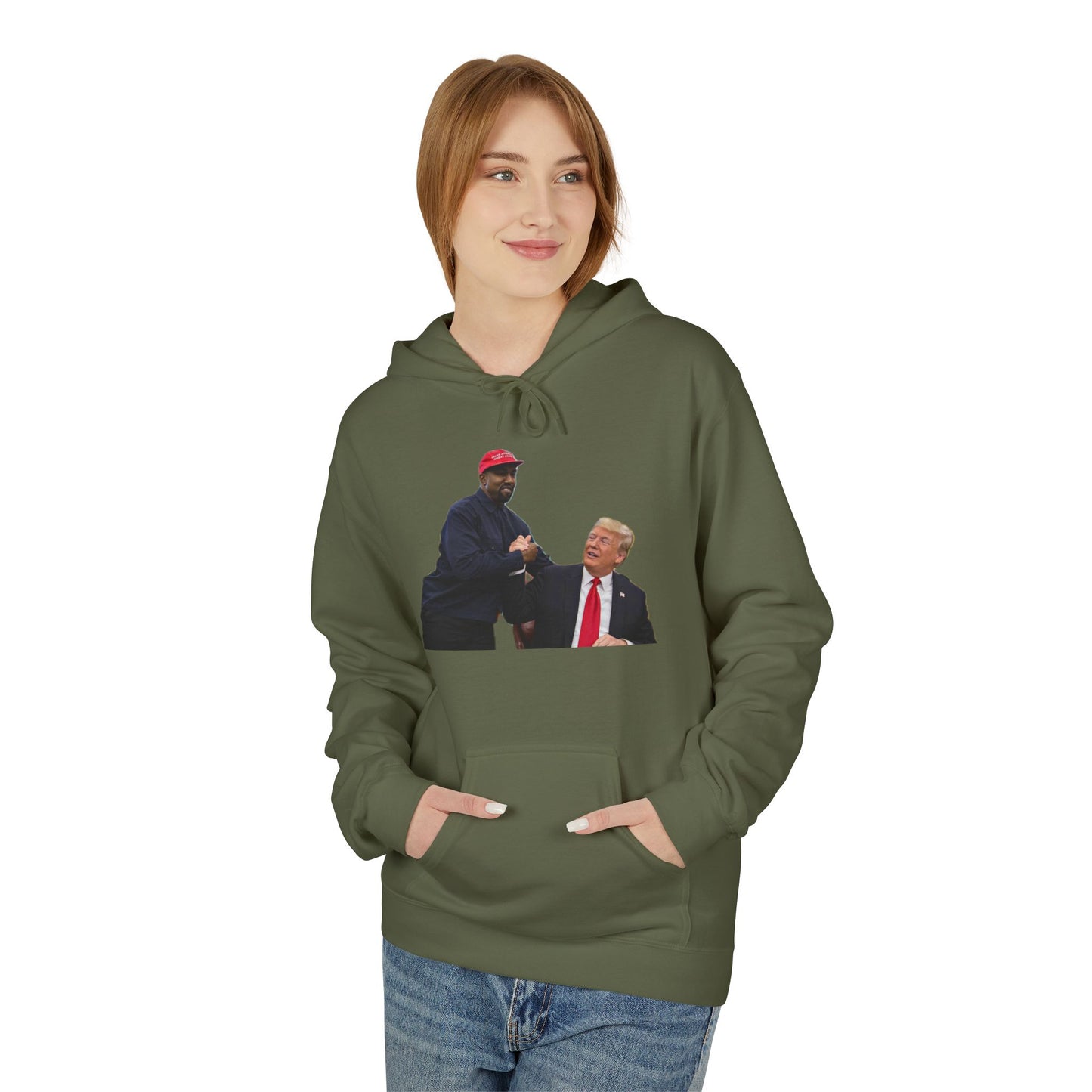 Ye & DJT Funny Political Fleece Hoodie, Unisex Softstyle Hoodie, Gift for Political Humor, Casual Wear, Election Day Apparel, Meme Clothing