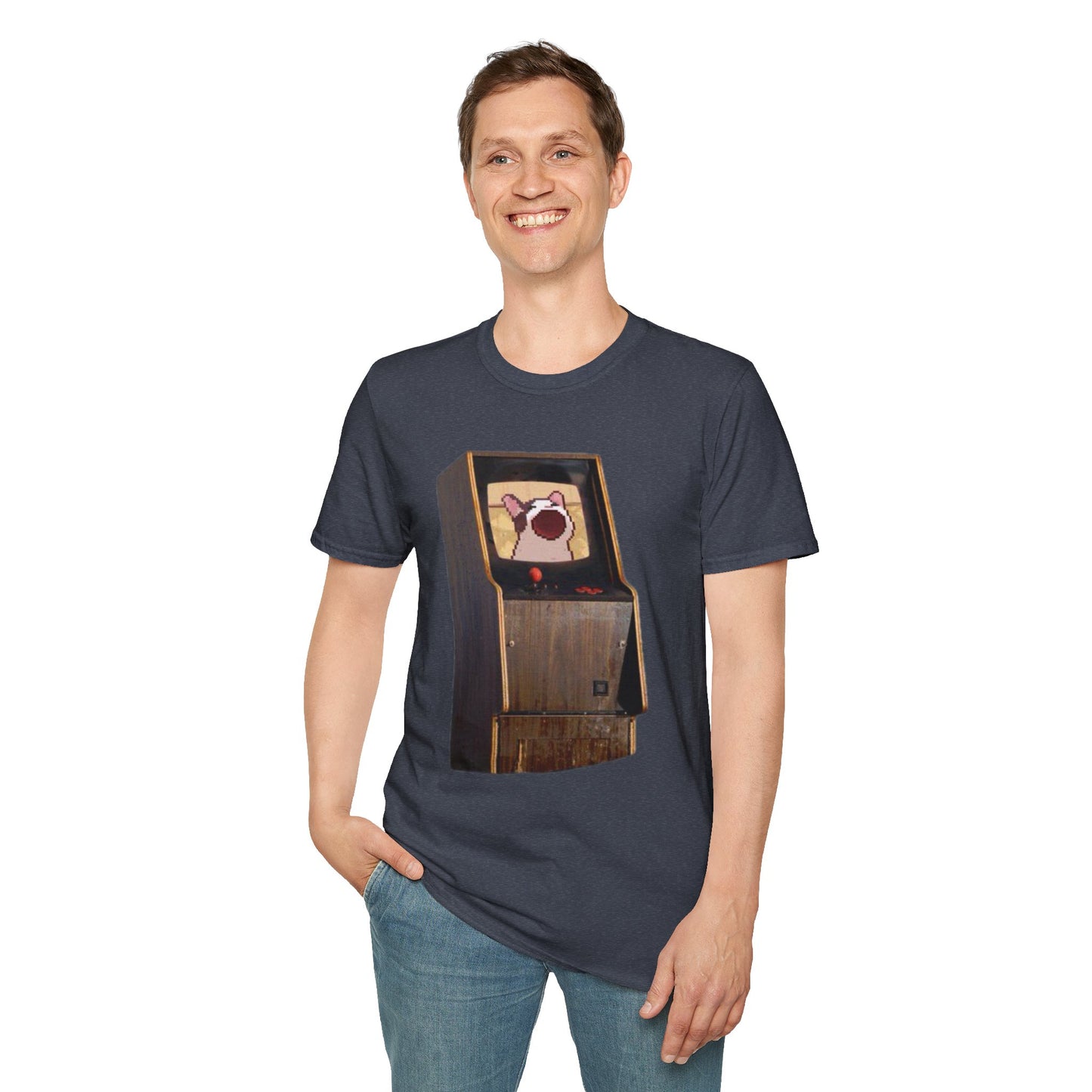 POPCAT Retro Arcade Unisex T-Shirt, Gamer Tee, Vintage Gaming Shirt, Gift for Gamers, Casual Wear