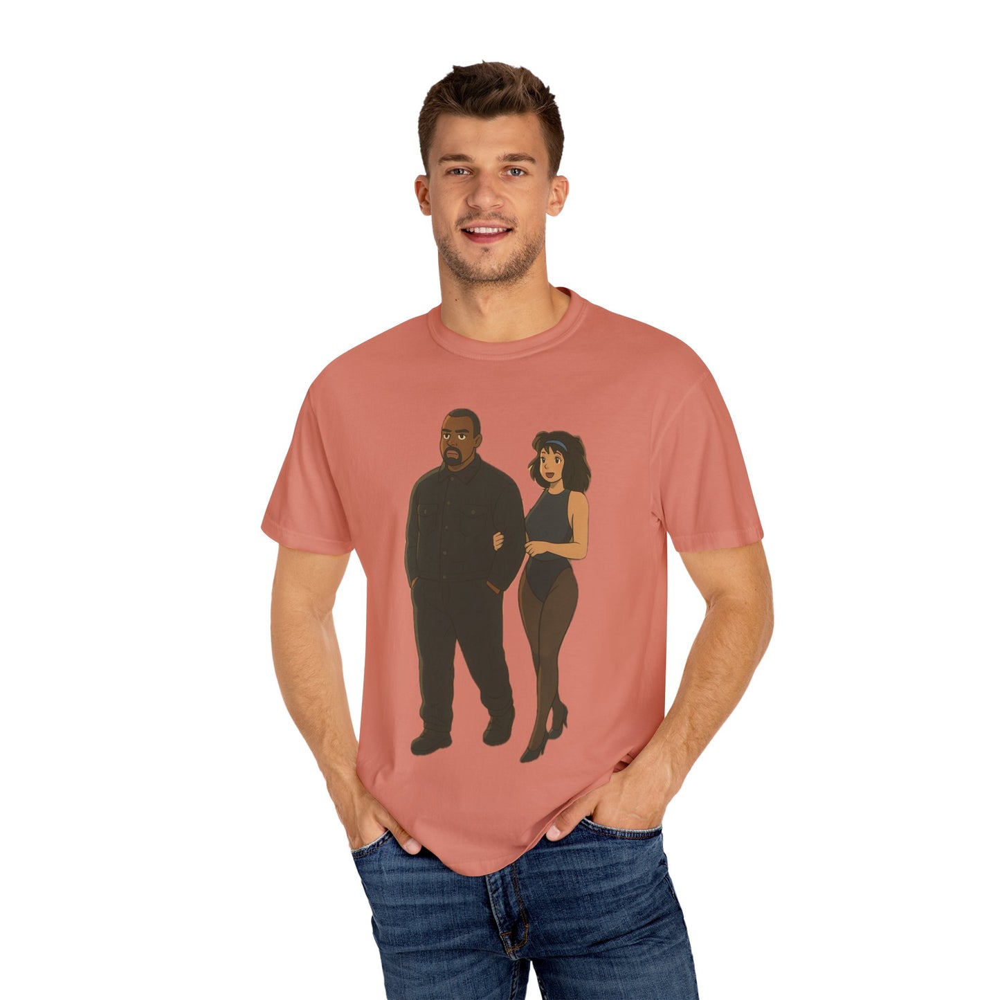 Ye & Bianca Graphic Tee, Trendy Unisex T-shirt, Cartoon Style, Streetwear, Gift for Music Lovers, Casual Fashion