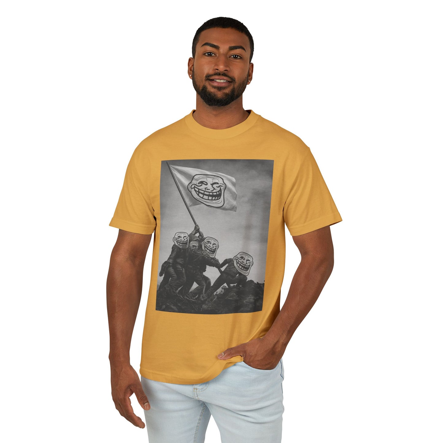 TROLL Funny Meme Heavyweight Tee, Casual Graphic T-Shirt, Unisex Humor Apparel, Perfect Gift for Friends, Streetwear Fashion