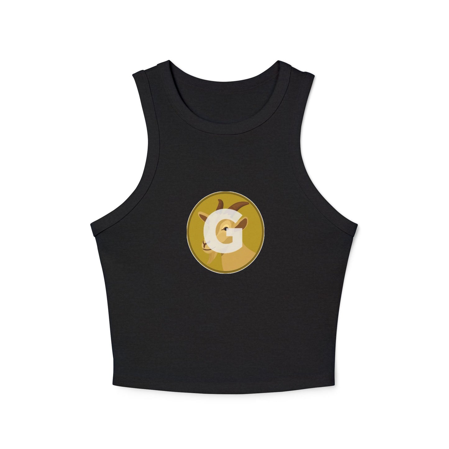 Goat Women's Micro Rib Racer Tank Top with Custom Graphic, Casual Layering Piece, Perfect for Summer, Beach Trips, Festivals, Workout Wear