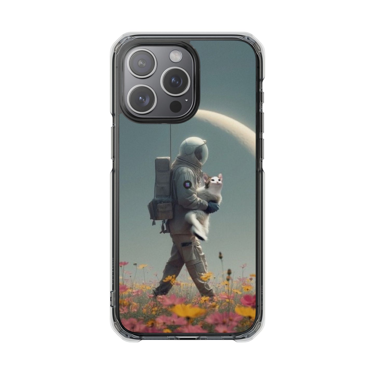 POPCAT Astronaut Phone Case, Clear Impact Case, Unique Galaxy Art Cover, Gift for Space Lovers, Cute Cat and Space Theme, Eco-Friendly