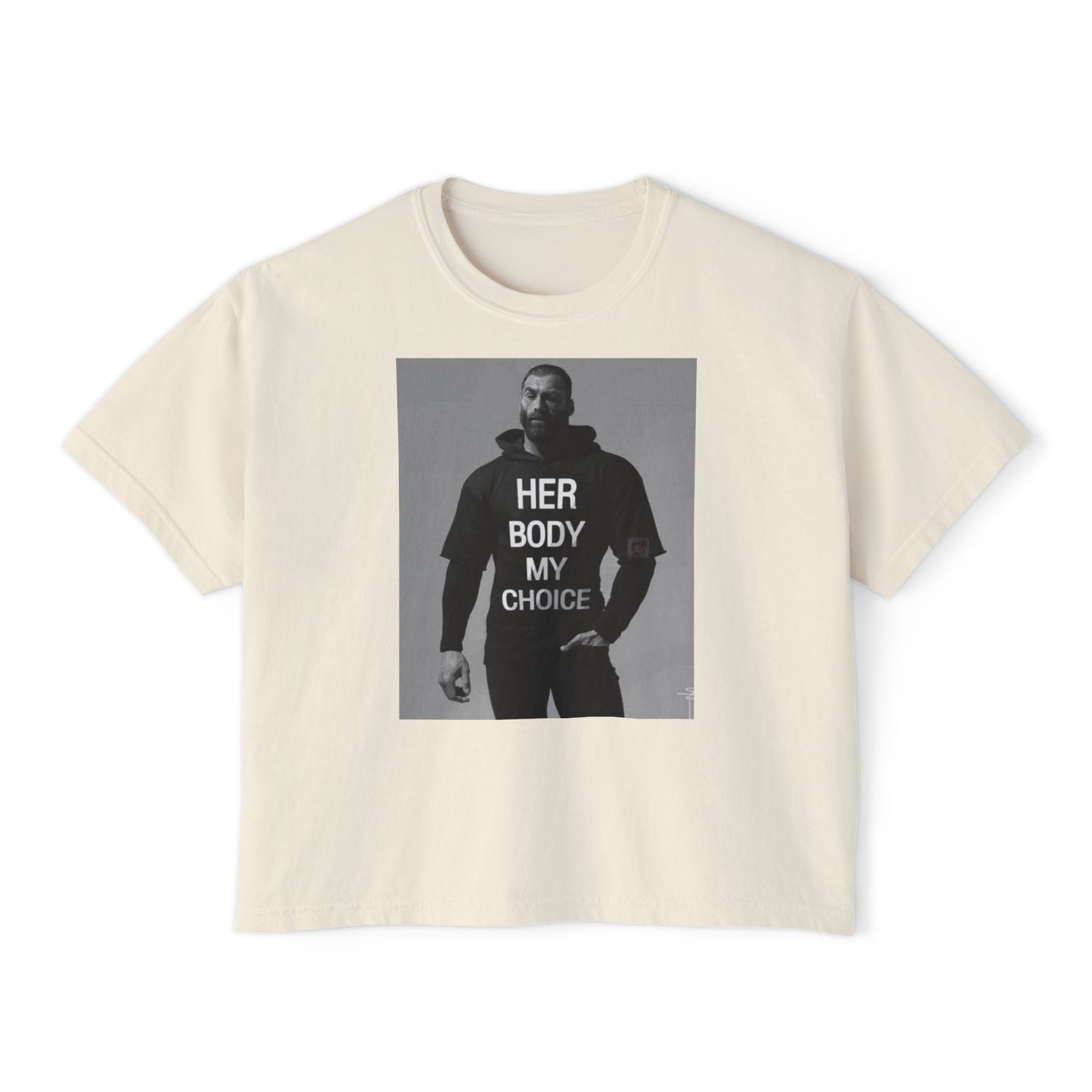 GIGA Empowerment Women's Boxy Tee - Her Body My Choice, Feminist Top, Graphic Tee, Casual Wear, Gift for Activists