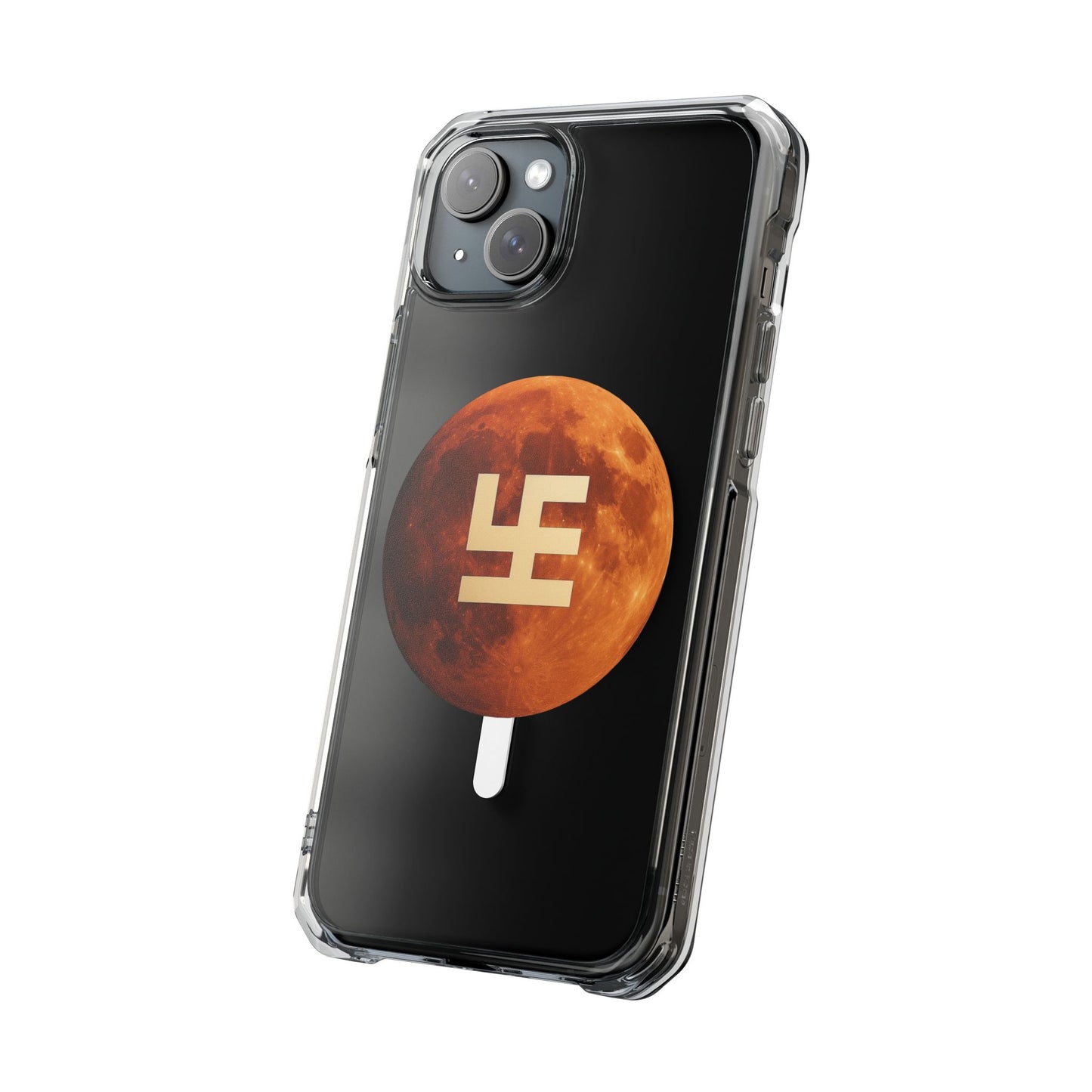 Swasticoin Magnetic Phone Case with Lunar Design, Unique Phone Accessory, Shockproof Clear Case, Stylish Phone Cover, Gift for Tech Lovers
