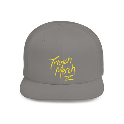 Trench Merch Trendy Flat Bill Snapback Hat, Cool Streetwear Cap for Casual Outings, Outdoor Events, Festivals, Unique Gift for Hip-Hop Fans
