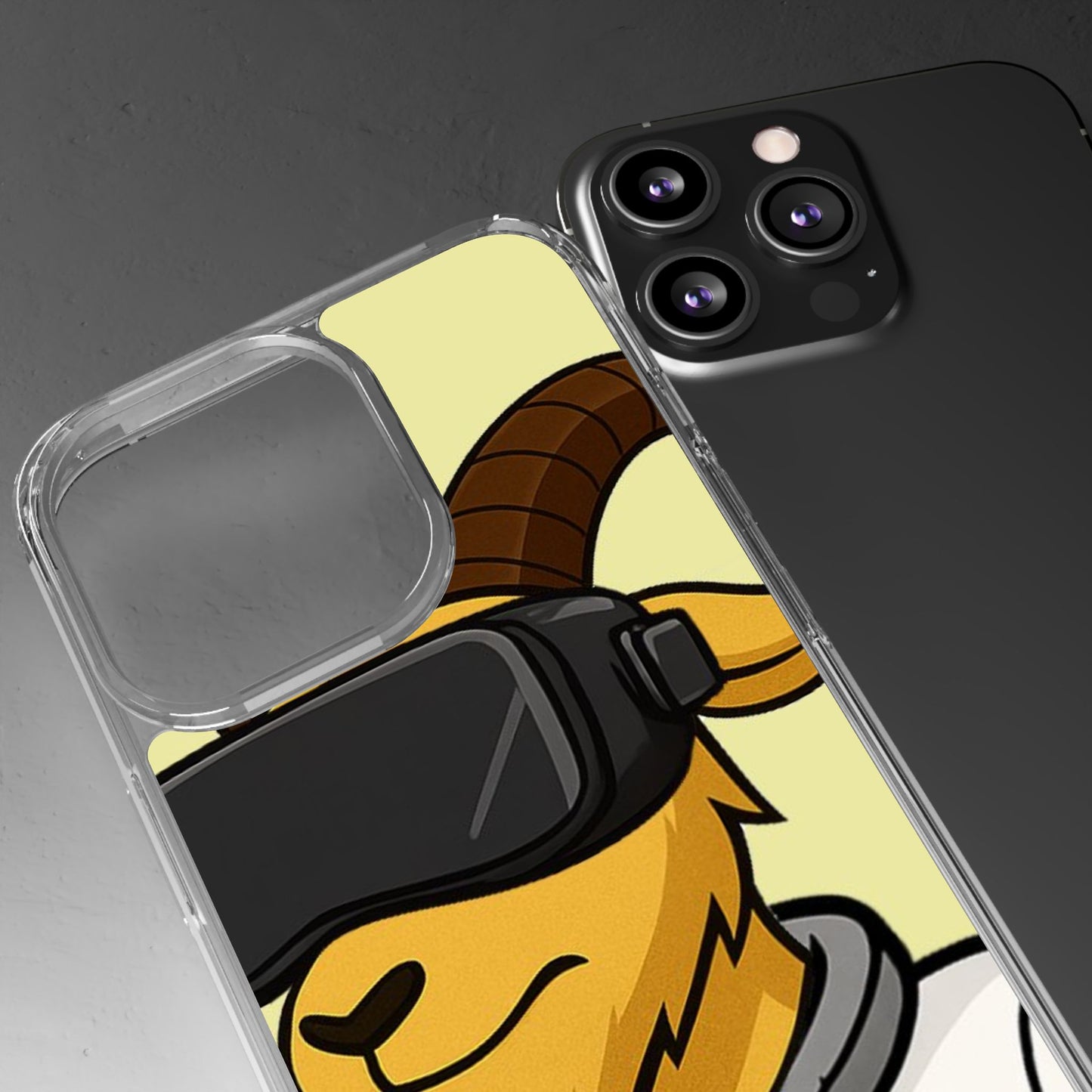 VR Goat Clear Case, Fun Phone Cover, Geeky Accessories, Gift for Gamers, Cute Animal Design, Customizable Phone Cases