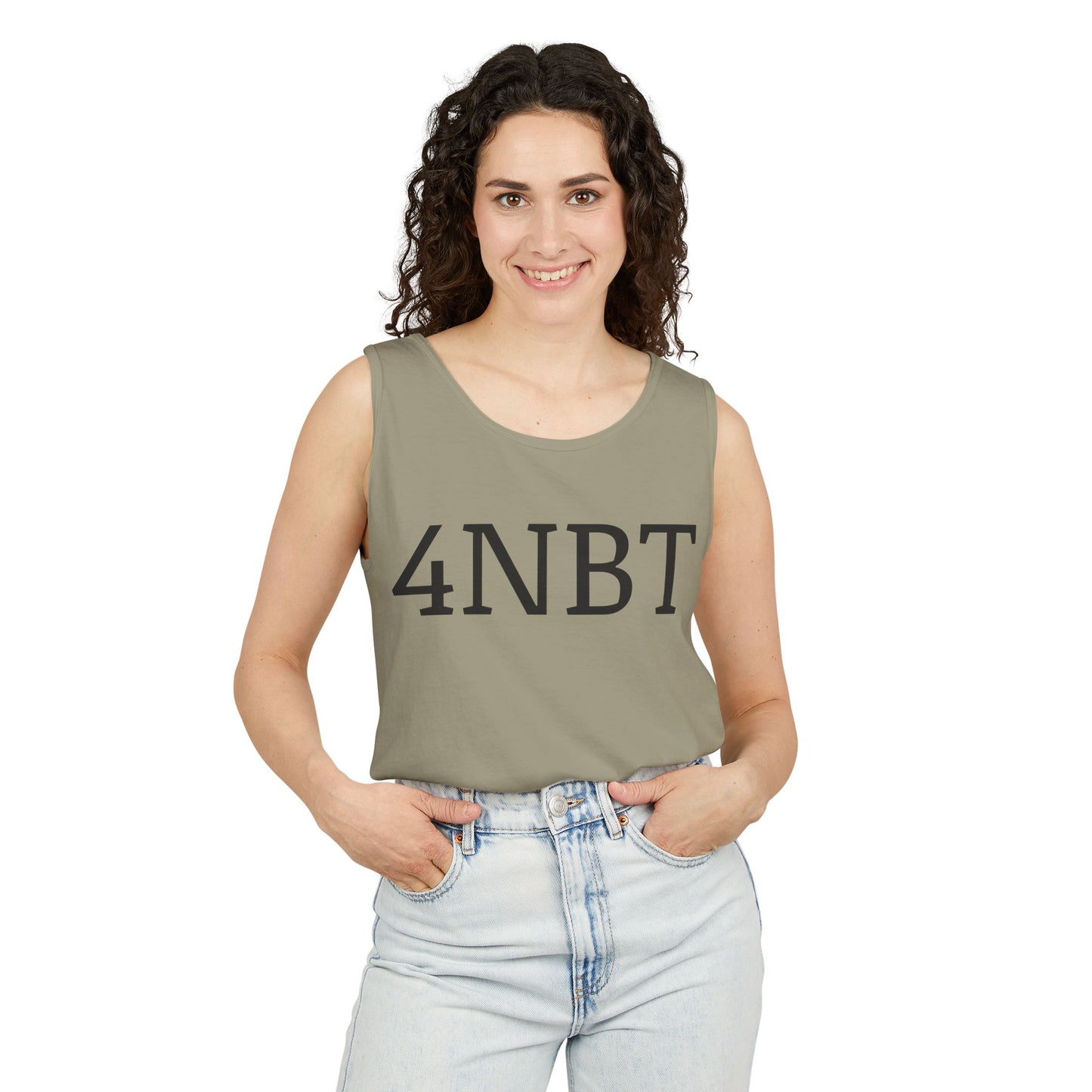 Unisex Garment-Dyed Tank Top with 4NBT Design, Summer Apparel, Casual Wear, Gift for Friends, Individual Expression Top