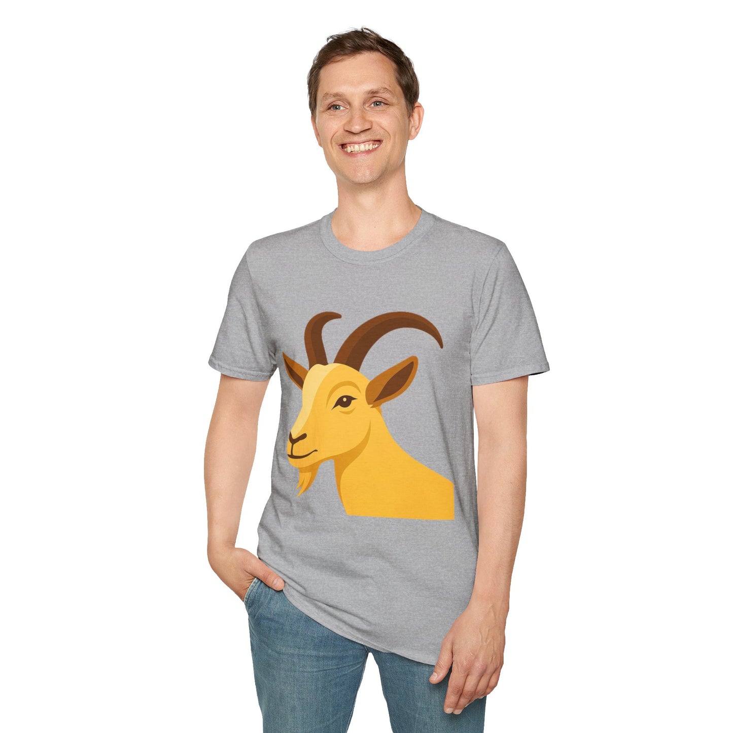 Golden Goat Unisex Softstyle T-Shirt | Cute Goat Tee for Animal Lovers, Birthday Gift, Casual Wear, Farmhouse Decor, Nature Fans