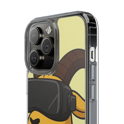 VR Goat Clear Case, Fun Phone Cover, Geeky Accessories, Gift for Gamers, Cute Animal Design, Customizable Phone Cases