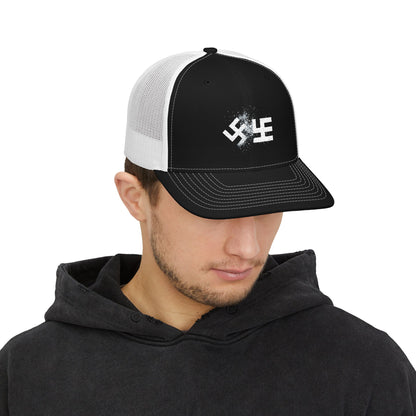 Swasticoin Stylish Embroidered Snapback Trucker Cap - Trendy Hat for Outdoors, Casual Wear, Gift for Him or Her, Adjustable, Unique Design