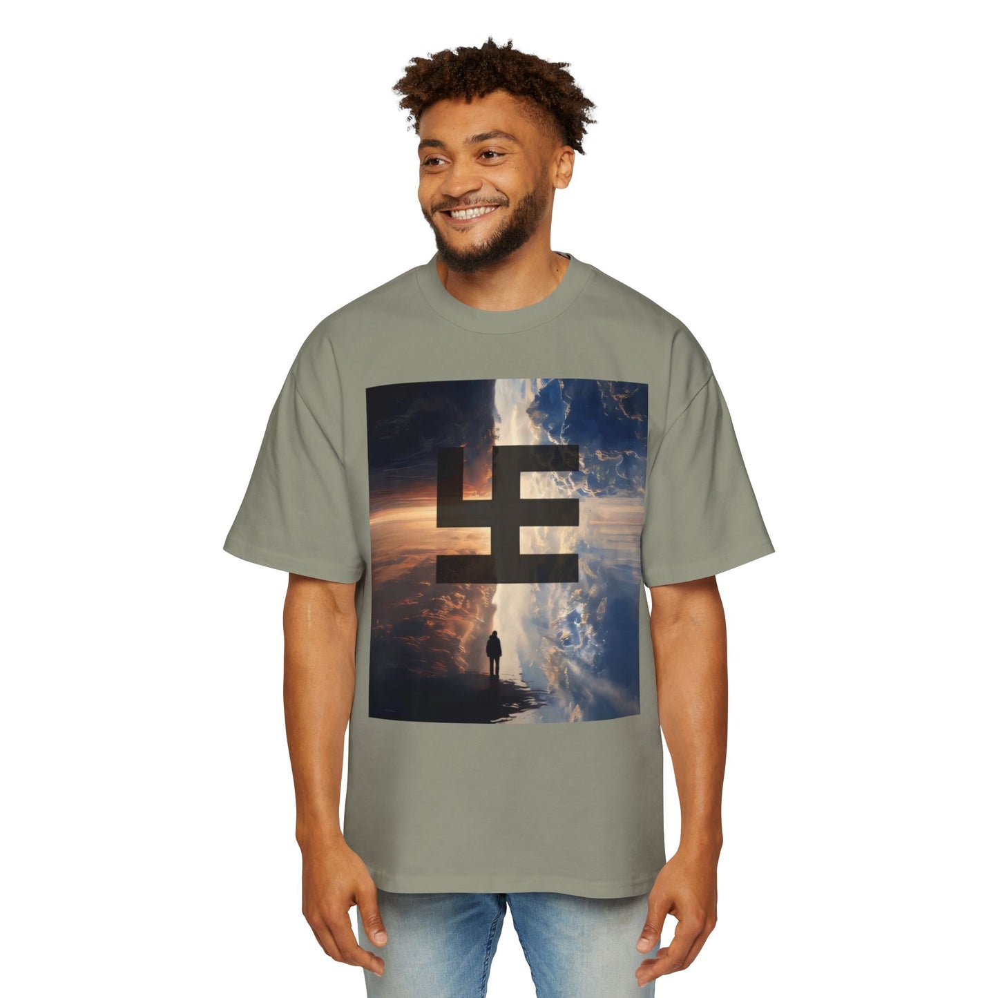 Swasticoin Men's Heavy Oversized Tee with Eye-Catching Design | Casual Wear, Graphic Tee, Street Style, Unisex Fashion, Gift Idea