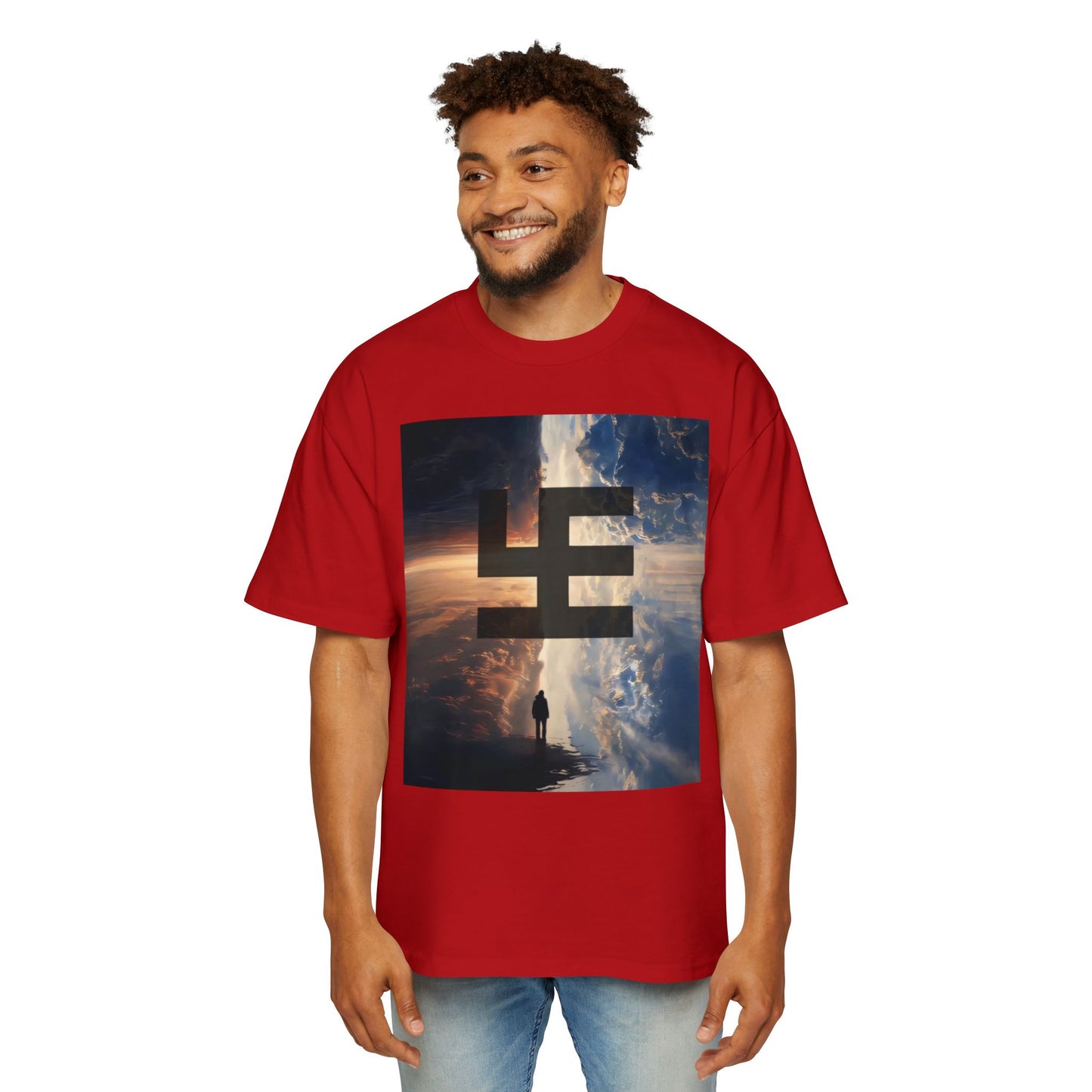 Swasticoin Men's Heavy Oversized Tee with Eye-Catching Design | Casual Wear, Graphic Tee, Street Style, Unisex Fashion, Gift Idea