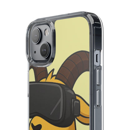 VR Goat Clear Case, Fun Phone Cover, Geeky Accessories, Gift for Gamers, Cute Animal Design, Customizable Phone Cases
