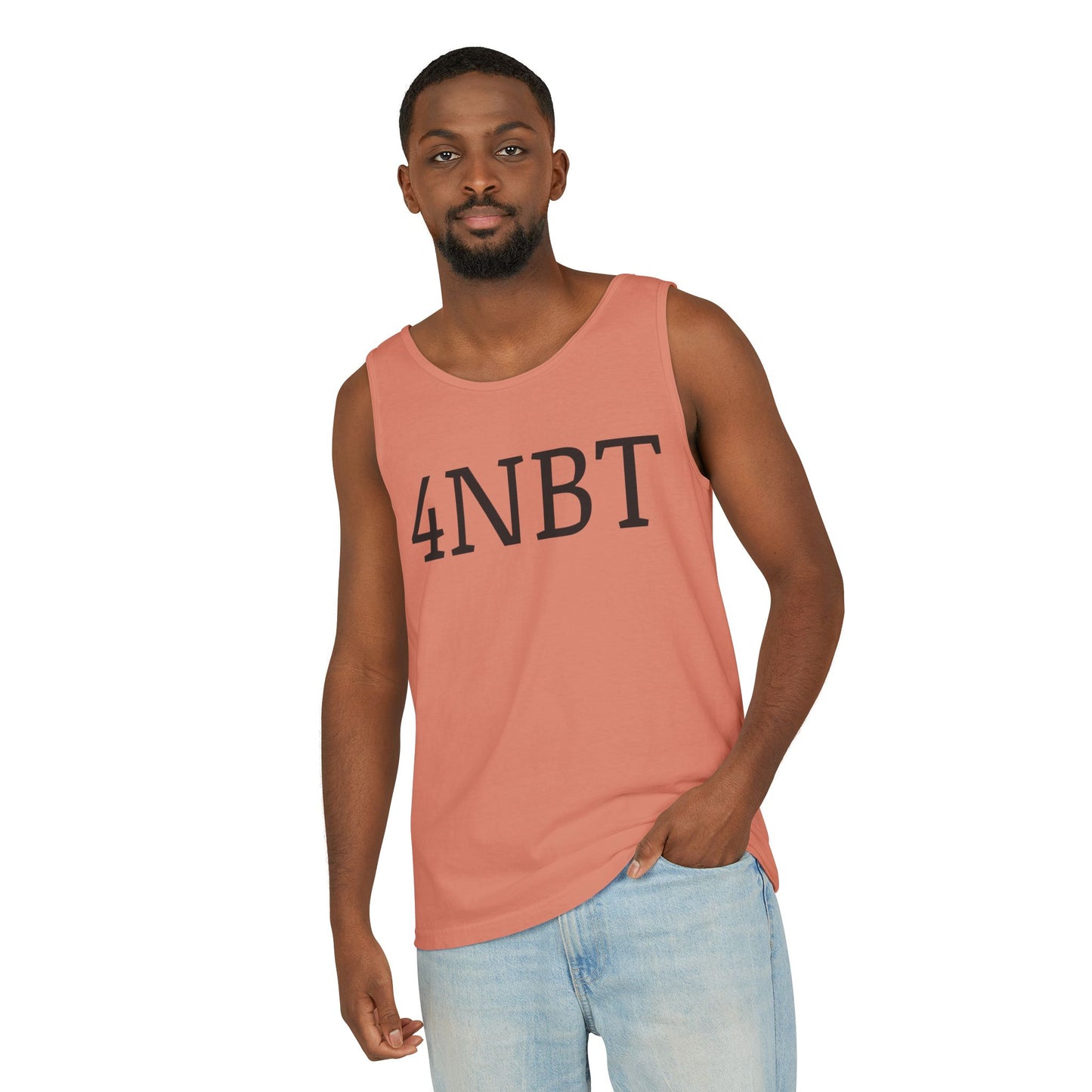 Unisex Garment-Dyed Tank Top with 4NBT Design, Summer Apparel, Casual Wear, Gift for Friends, Individual Expression Top