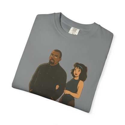 Ye & Bianca Graphic Tee, Trendy Unisex T-shirt, Cartoon Style, Streetwear, Gift for Music Lovers, Casual Fashion