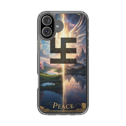 Swasticoin Peaceful Clear Phone Cases, Phone Accessories, Minimalist Design, Nature Lover Gifts, Transparent Phone Cover, Unique Art Case