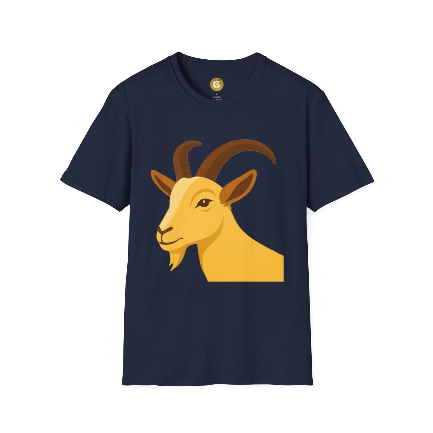 Golden Goat Unisex Softstyle T-Shirt | Cute Goat Tee for Animal Lovers, Birthday Gift, Casual Wear, Farmhouse Decor, Nature Fans
