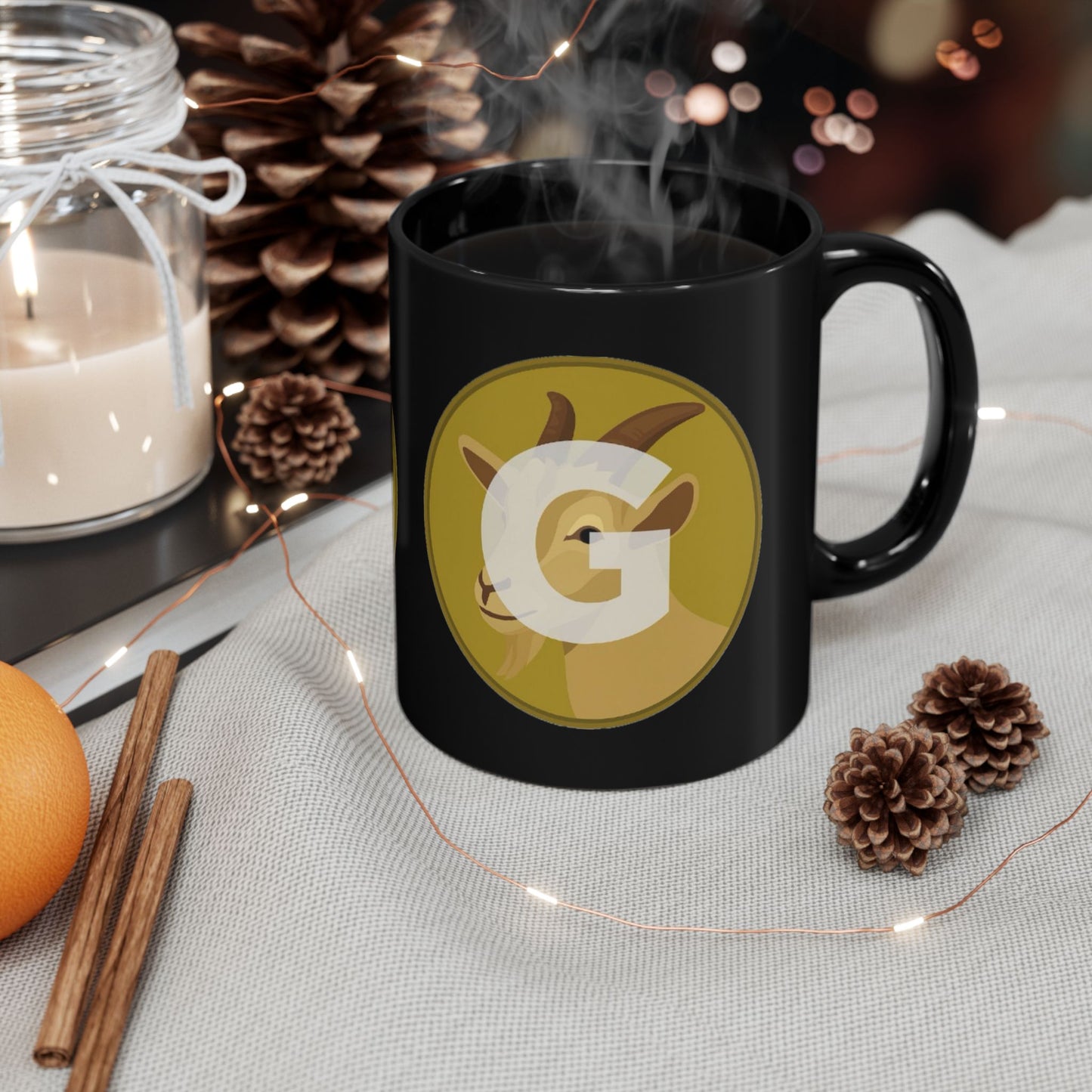 Goat Lover's Black Mug, Fun Gift for Animal Enthusiasts, Coffee Cup, Funny Mug, Unique Goat Design, Perfect for Birthdays