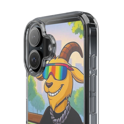 Vibrant Goat Clear Phone Case, Fun Smartphone Cover, Animal Lover Gift, Stylish Tech Accessory, Unique Phone Protection