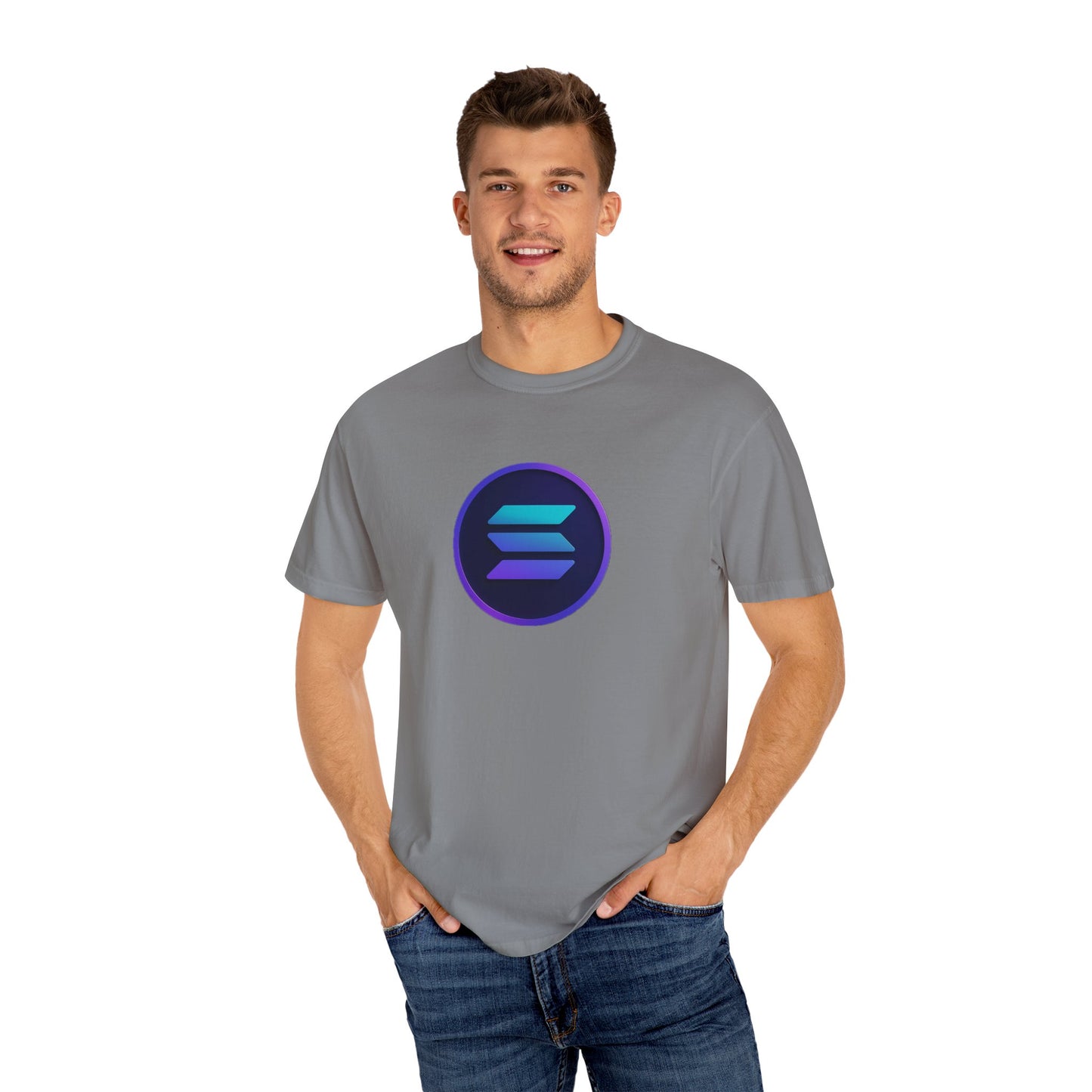 Solana Stylish Garment-Dyed T-Shirt with Colorful Logo, Trendy Graphic Tee, Casual Wear, Everyday Comfort, Perfect Gift Idea