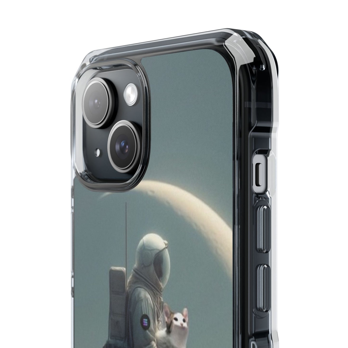 POPCAT Astronaut Phone Case, Clear Impact Case, Unique Galaxy Art Cover, Gift for Space Lovers, Cute Cat and Space Theme, Eco-Friendly