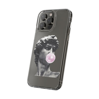 @ye Clear Phone Case with David Statue Design, Modern Phone Accessory for Art Lovers, Unique Gift, Customizable Compatible Soft Case