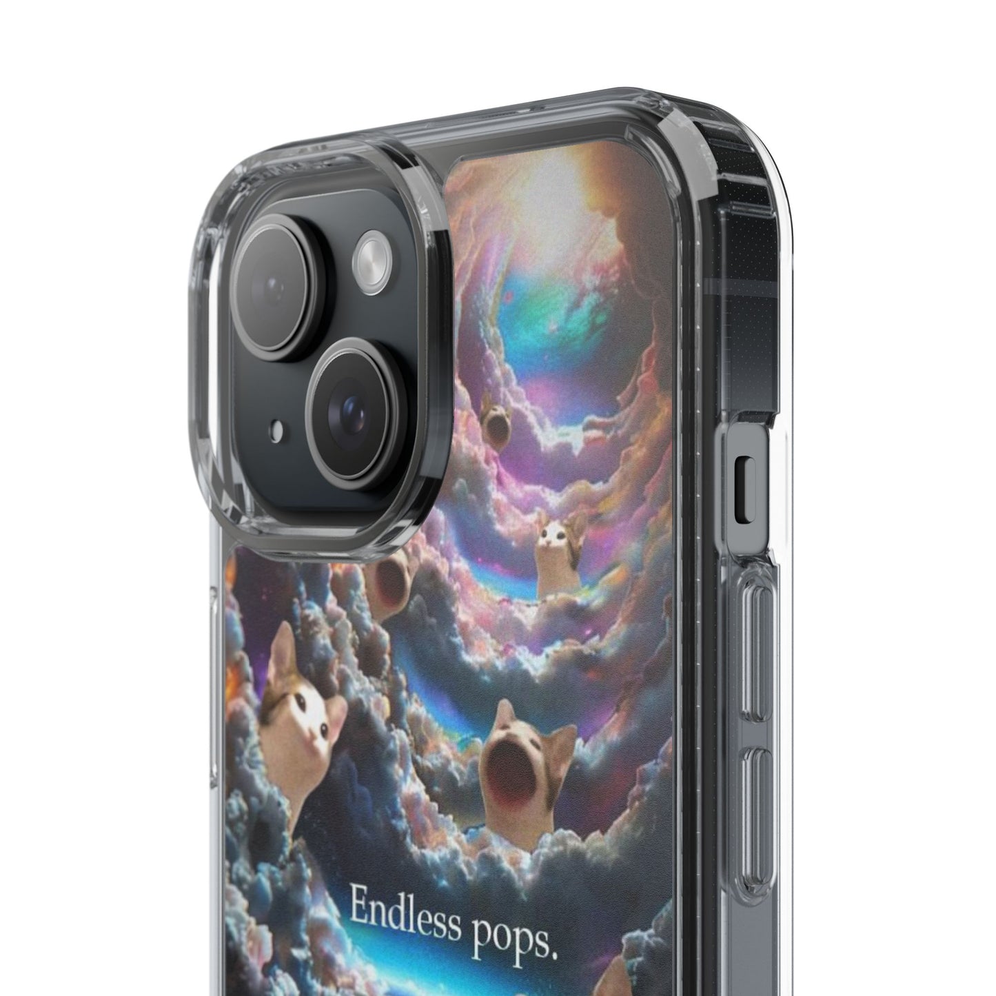 POPCAT Galaxy Cat Clear Phone Case, Cute Animal Phone Cover, Customizable Phone Accessory, Gift for Cat Lovers, Funny Phone Case