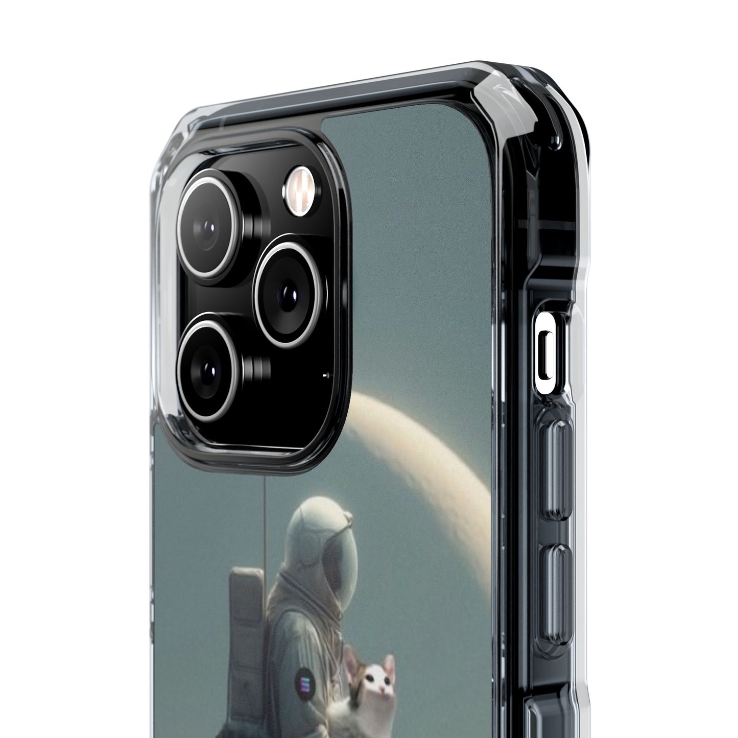 POPCAT Astronaut Phone Case, Clear Impact Case, Unique Galaxy Art Cover, Gift for Space Lovers, Cute Cat and Space Theme, Eco-Friendly