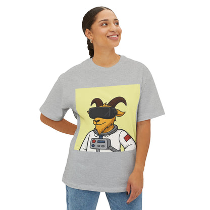 Astronaut Goat Unisex Oversized Tee, Fun Graphic Tee, Casual Wear, Summer Essentials, Gift for Gamers