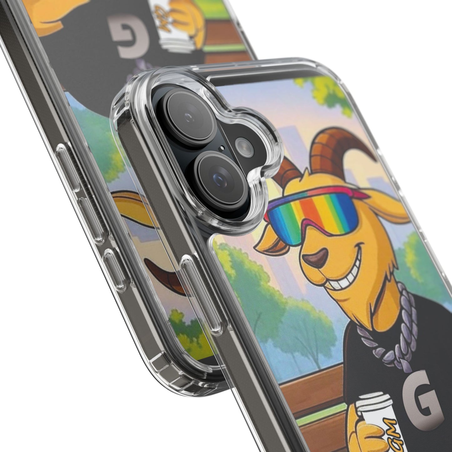 Vibrant Goat Clear Phone Case, Fun Smartphone Cover, Animal Lover Gift, Stylish Tech Accessory, Unique Phone Protection