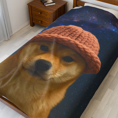 WIF Cozy Velveteen Plush Blanket with Fun Dog Design, Pet Lovers Gift, Home Decor, Unique Throw Blanket for All Occasions, Warm Throw