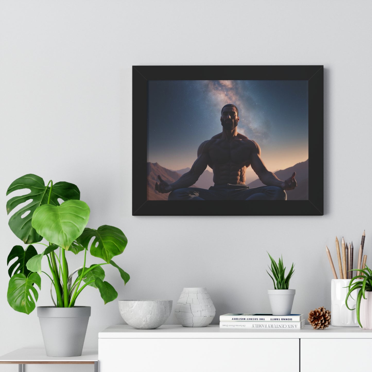 GIGA Meditation Framed Poster, Calm Art, Spiritual Wall Decor, Zen Home Decor, Fitness Motivation, Mindfulness Gift, Inspirational Art