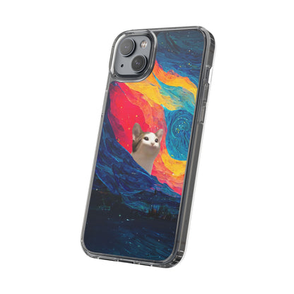 POPCAT Colorful Cat Phone Case, Artistic Clear Cases for Cat Lovers, Unique Gift, Customizable Phone Cover, Fun Pet Accessory, Vibrant Design