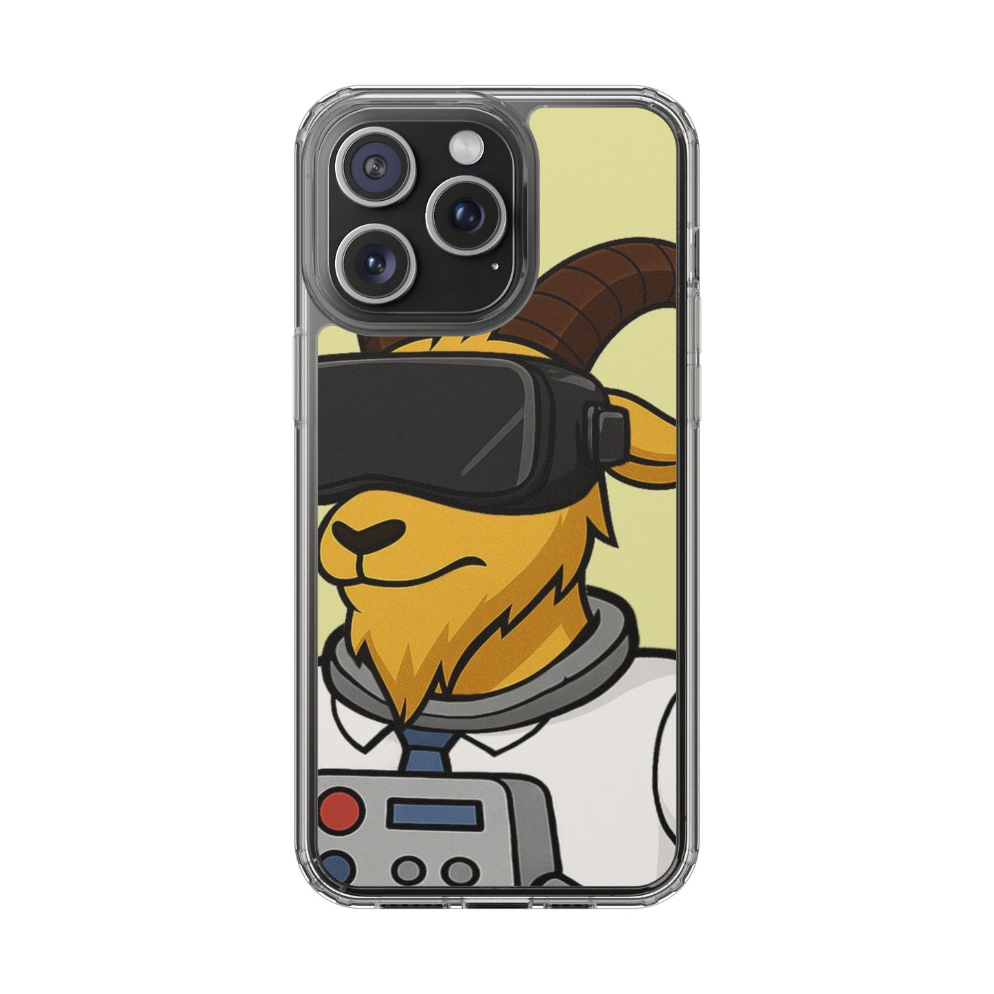 VR Goat Clear Case, Fun Phone Cover, Geeky Accessories, Gift for Gamers, Cute Animal Design, Customizable Phone Cases