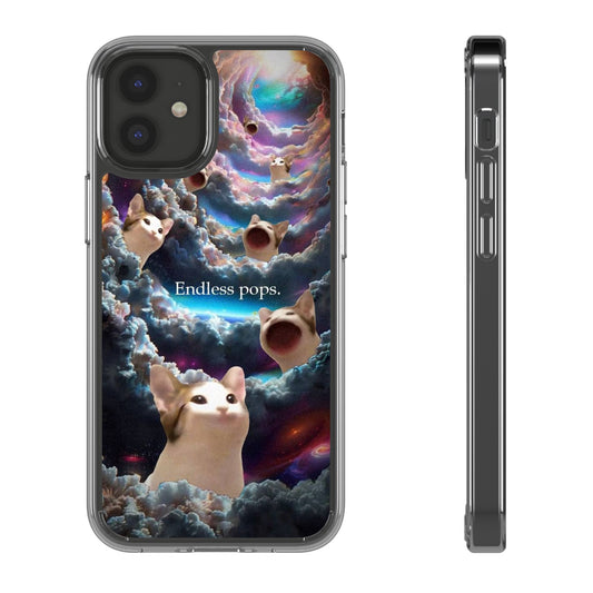 POPCAT Galaxy Cat Clear Phone Case, Cute Animal Phone Cover, Customizable Phone Accessory, Gift for Cat Lovers, Funny Phone Case
