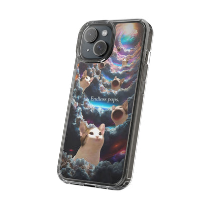 POPCAT Galaxy Cat Clear Phone Case, Cute Animal Phone Cover, Customizable Phone Accessory, Gift for Cat Lovers, Funny Phone Case