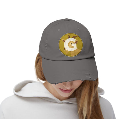 Goat Unisex Distressed Cap with G Logo, Casual Hat, Trendy Apparel, Gift for Him/Her, Summer Accessory, Sportswear