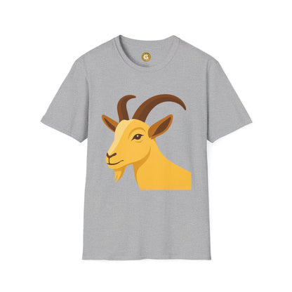 Golden Goat Unisex Softstyle T-Shirt | Cute Goat Tee for Animal Lovers, Birthday Gift, Casual Wear, Farmhouse Decor, Nature Fans