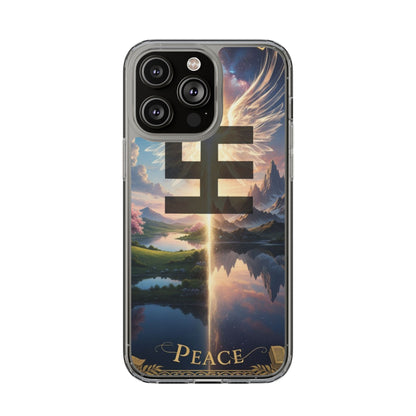 Swasticoin Peaceful Clear Phone Cases, Phone Accessories, Minimalist Design, Nature Lover Gifts, Transparent Phone Cover, Unique Art Case