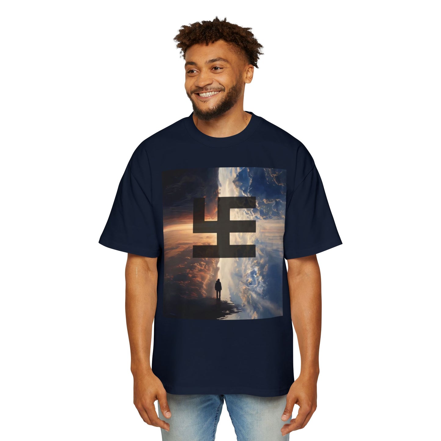 Swasticoin Men's Heavy Oversized Tee with Eye-Catching Design | Casual Wear, Graphic Tee, Street Style, Unisex Fashion, Gift Idea